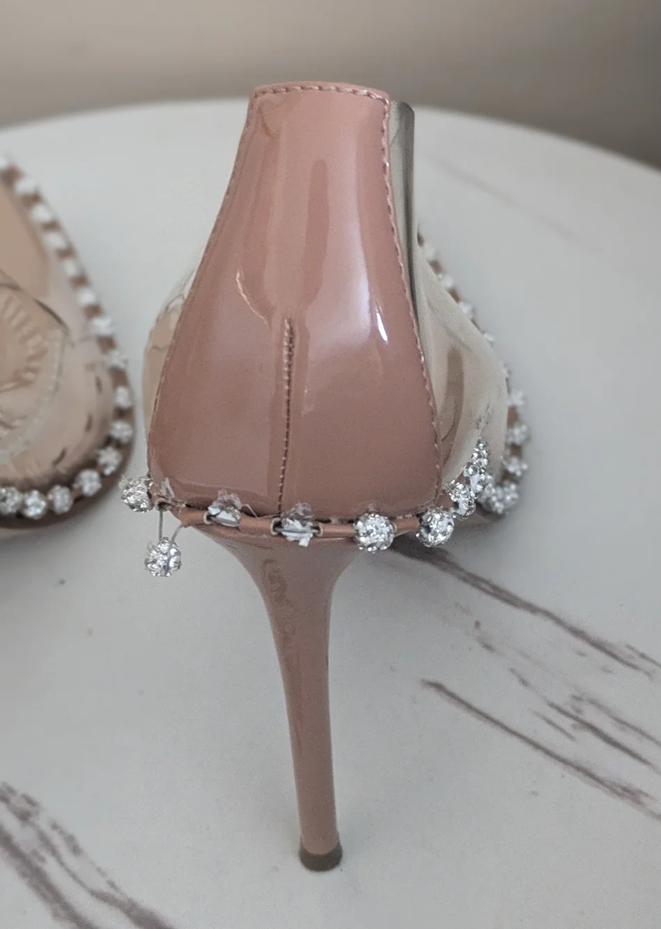 Steve Madden Nude Clear Pointed Toe Pumps with Crystal Trim - Picture 10 of 14